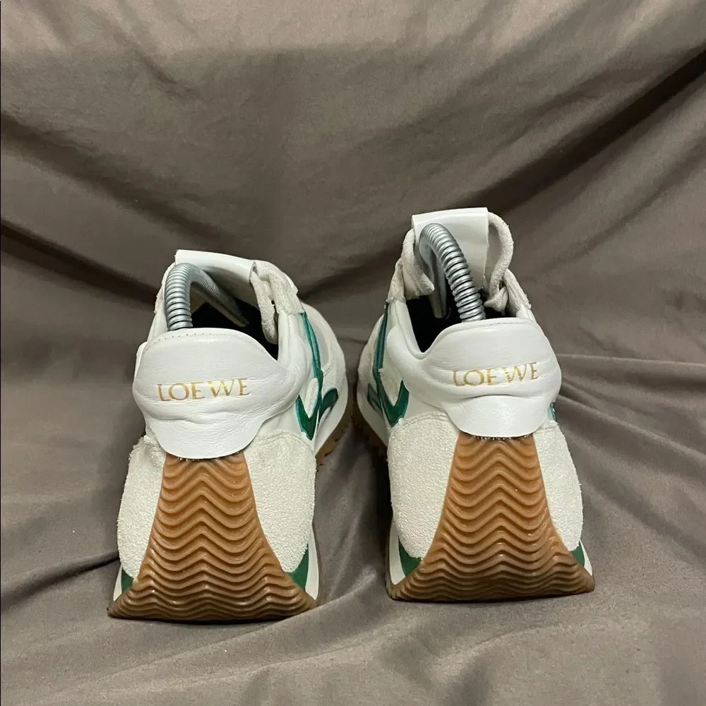 Loewe Flow Runner 2.0 Green Nylon Sneakers With Suede Overlays